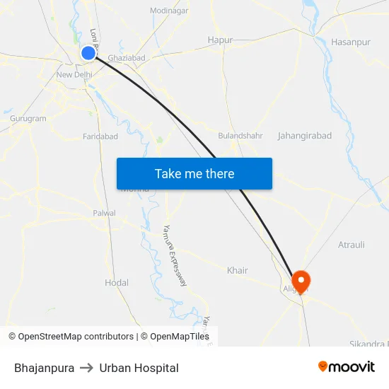 Bhajanpura to Urban Hospital map