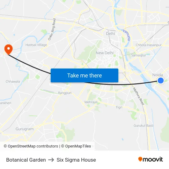 Botanical Garden to Six Sigma House map