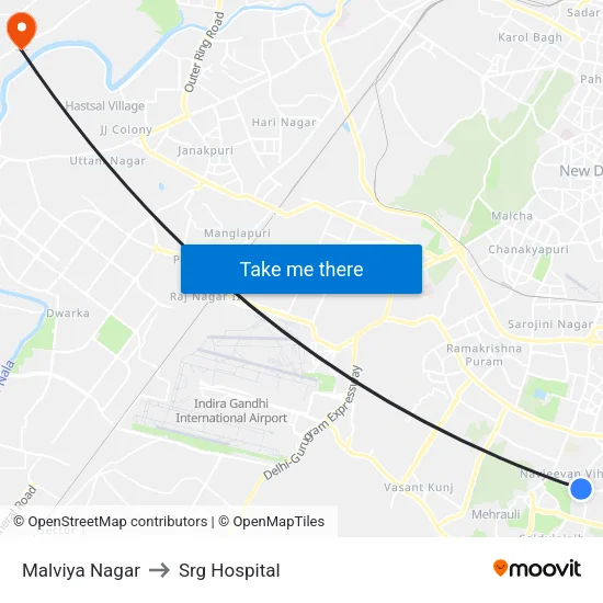 Malviya Nagar to Srg Hospital map