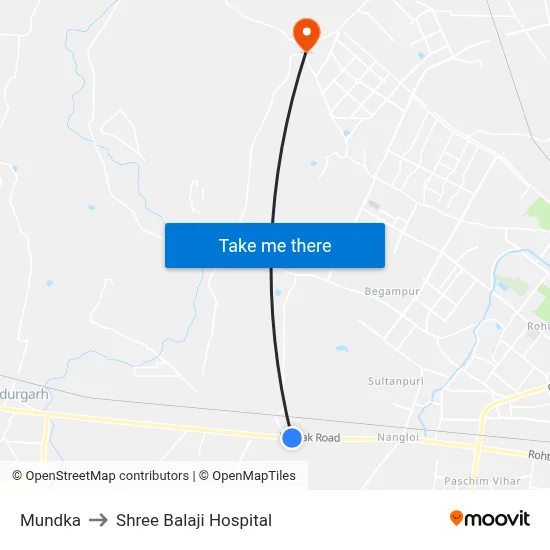 Mundka to Shree Balaji Hospital map