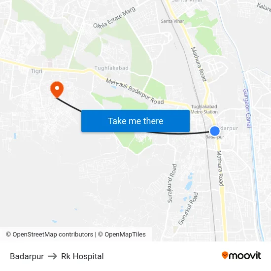Badarpur to Rk Hospital map