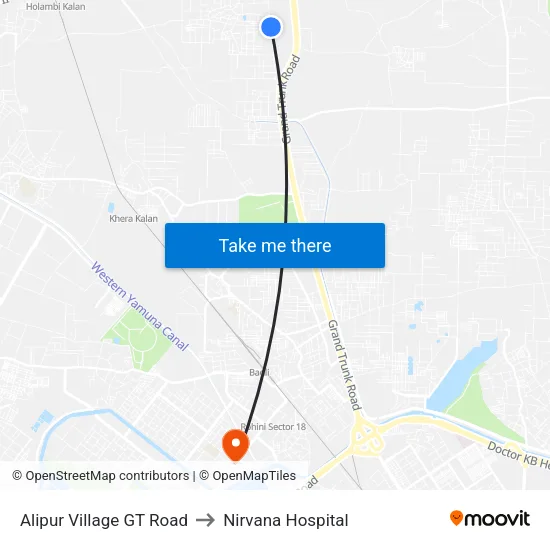 Alipur Village GT Road to Nirvana Hospital map