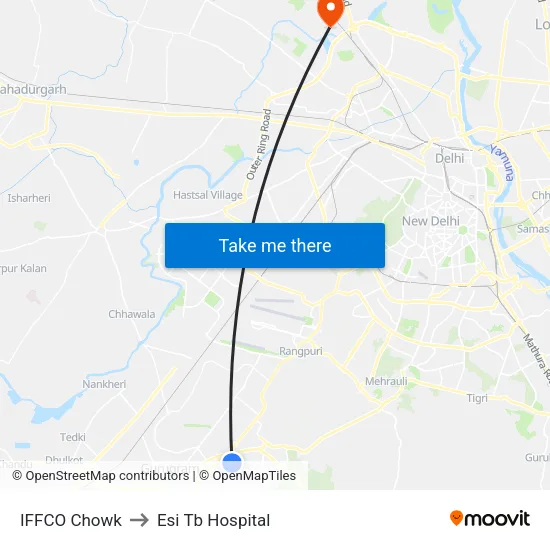 IFFCO Chowk to Esi Tb Hospital map