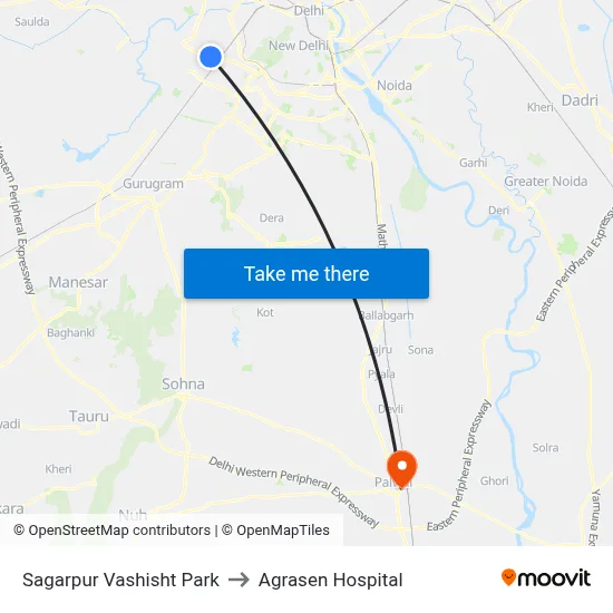 Sagarpur Vashisht Park to Agrasen Hospital map