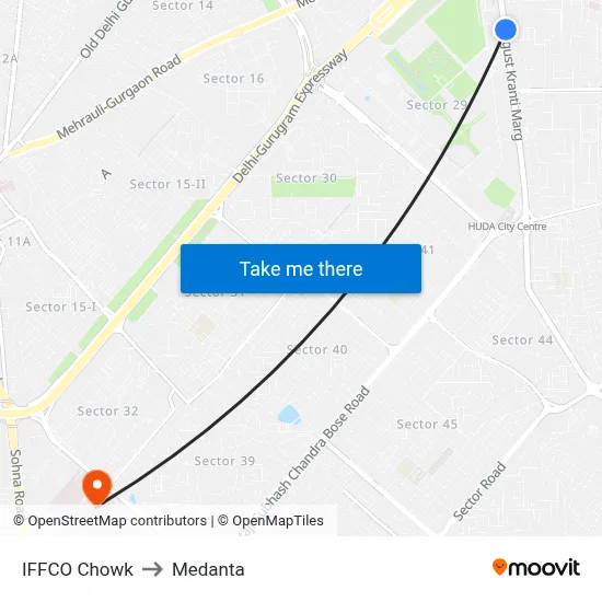 IFFCO Chowk to Medanta map