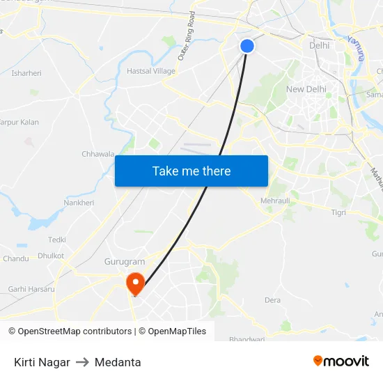 Kirti Nagar to Medanta map