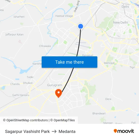 Sagarpur Vashisht Park to Medanta map