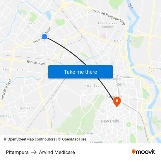Pitampura to Arvind Medicare map