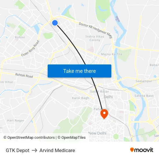 GTK Depot to Arvind Medicare map