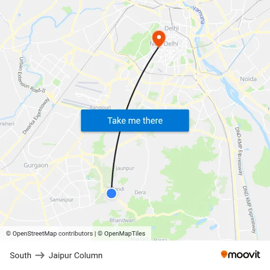 South to Jaipur Column map