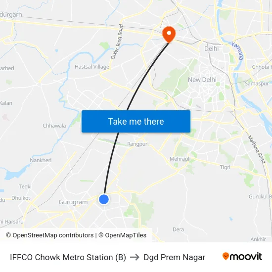 IFFCO Chowk Metro Station (B) to Dgd Prem Nagar map