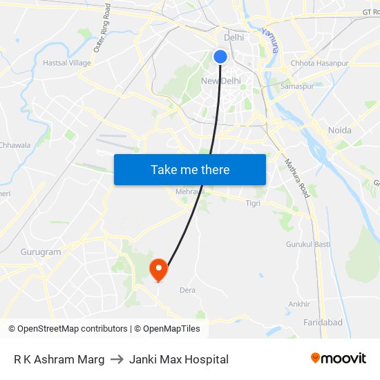 R K Ashram Marg to Janki Max Hospital map