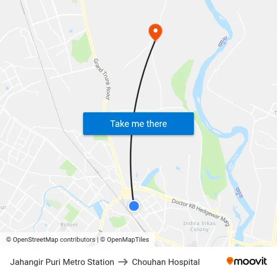 Jahangir Puri Metro Station to Chouhan Hospital map
