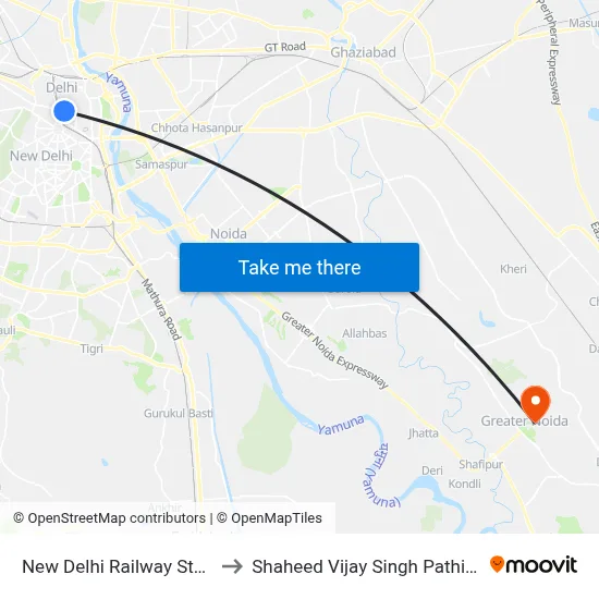 New Delhi Railway Station Gate No.2 to Shaheed Vijay Singh Pathik Sports Complex map