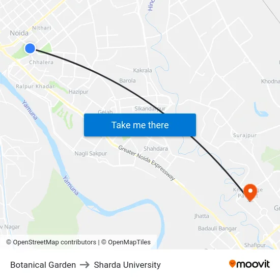 Botanical Garden to Sharda University map