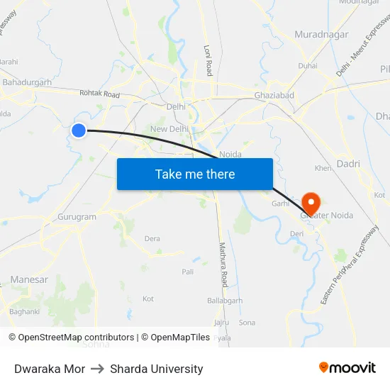Dwaraka Mor to Sharda University map