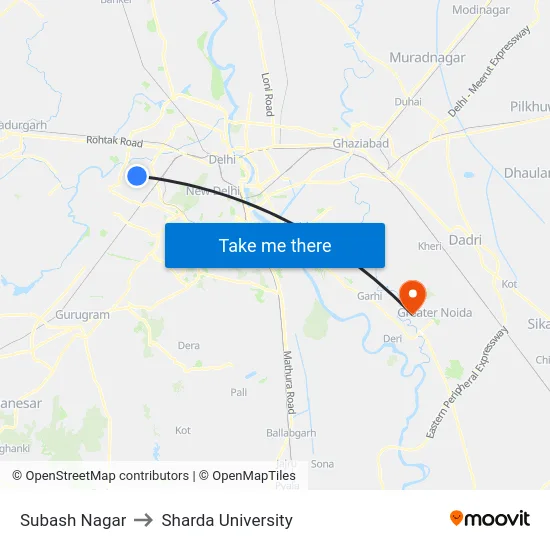 Subash Nagar to Sharda University map