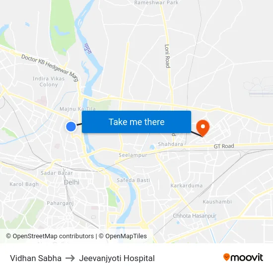 Vidhan Sabha to Jeevanjyoti Hospital map