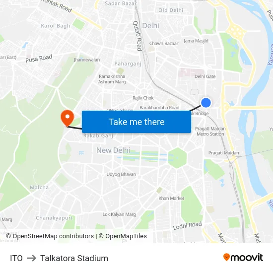 ITO to Talkatora Stadium map