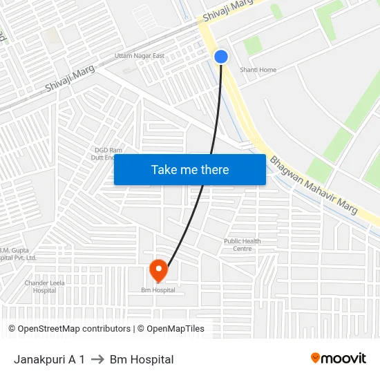 Janakpuri A 1 to Bm Hospital map