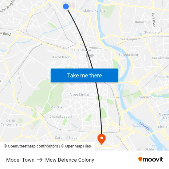 Model Town to Mcw Defence Colony map