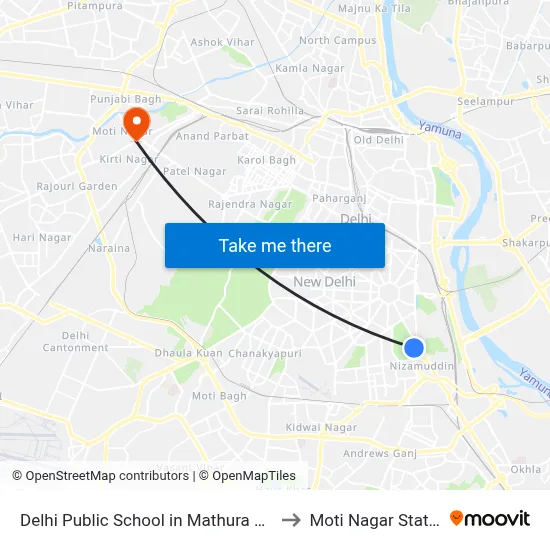 Delhi Public School in Mathura Road, Dr. Zakir Hussain Marg, Delhi Golf Club, Golf Links, New Delhi to Moti Nagar Station map