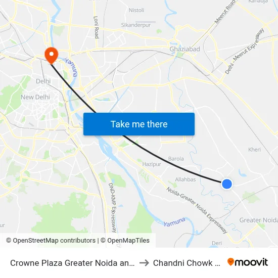 Crowne Plaza Greater Noida an IHG Hotel to Chandni Chowk Station map