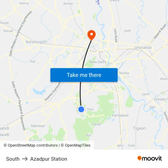 South to Azadpur Station map