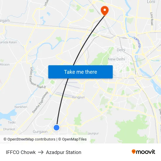 IFFCO Chowk to Azadpur Station map