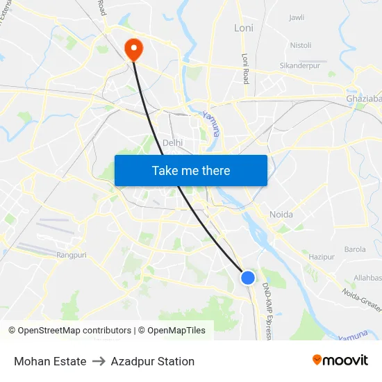 Mohan Estate to Azadpur Station map