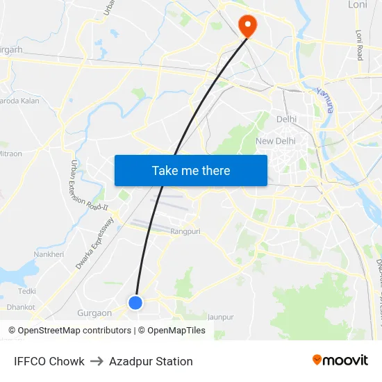 IFFCO Chowk to Azadpur Station map