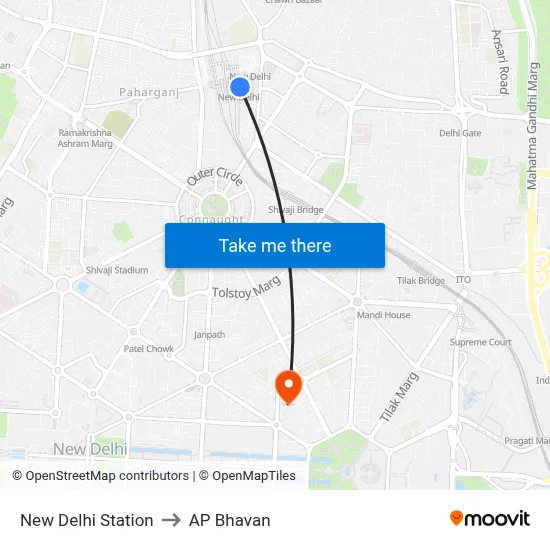 New Delhi Station to AP Bhavan map
