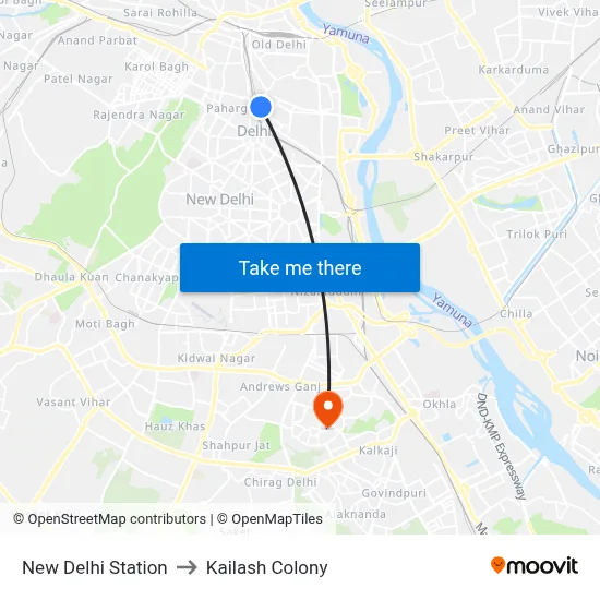 New Delhi Station to Kailash Colony map