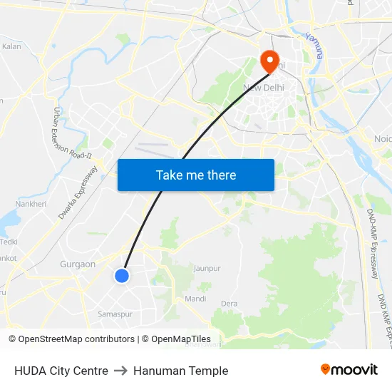 HUDA City Centre to Hanuman Temple map
