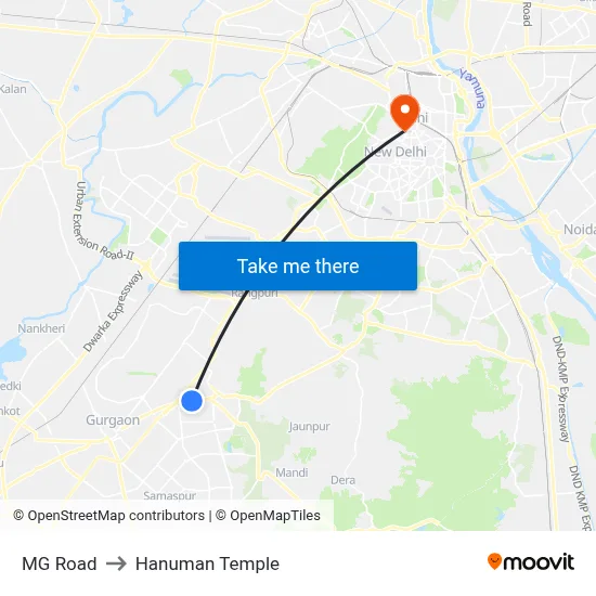 MG Road to Hanuman Temple map