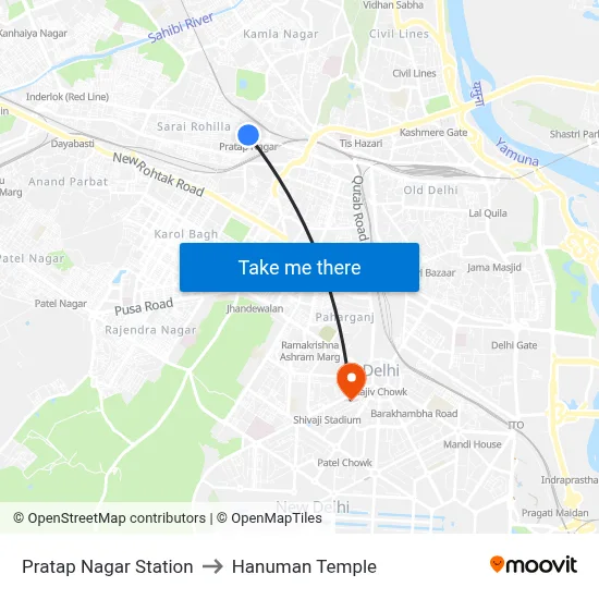 Pratap Nagar Station to Hanuman Temple map