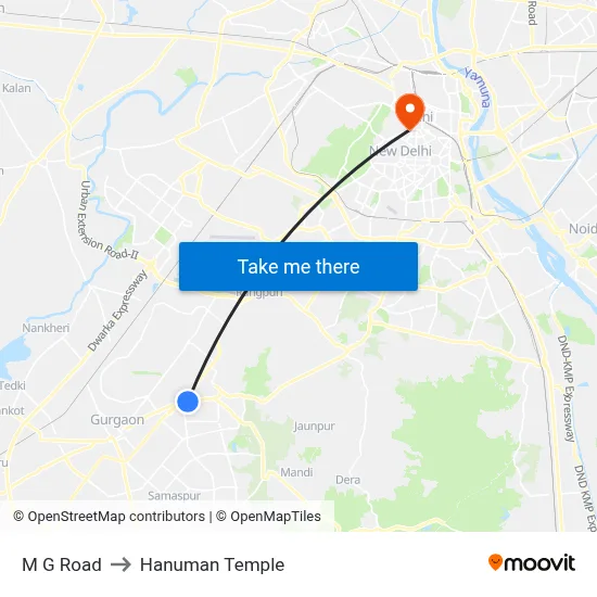 M G Road to Hanuman Temple map