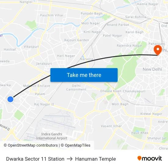 Sector 11 Station to Hanuman Temple map