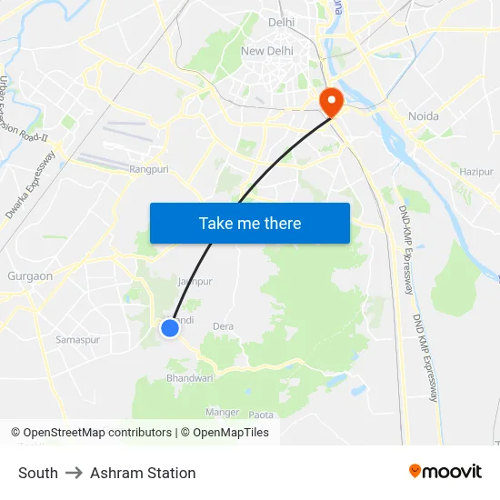 South to Ashram Station map