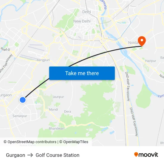 Gurgaon to Golf Course Station map