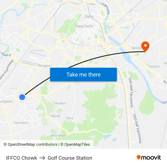 IFFCO Chowk to Golf Course Station map