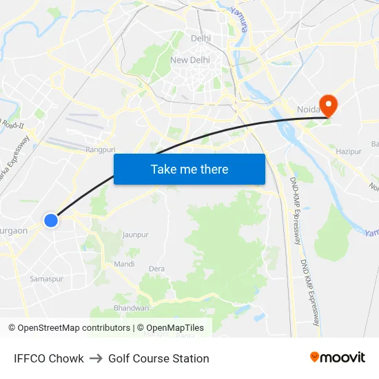 Iffco Chowk to Golf Course Station map