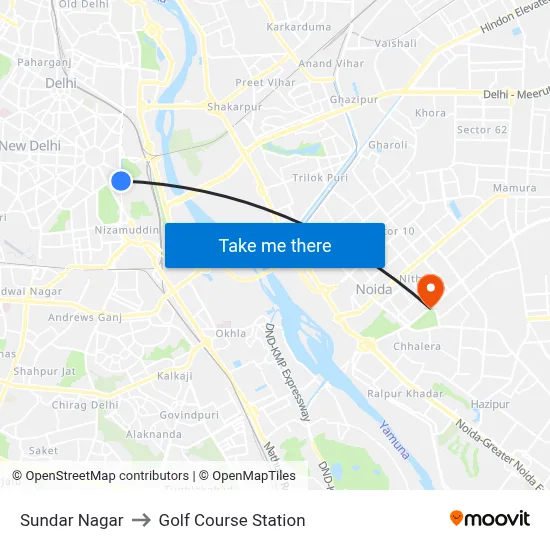 Sundar Nagar to Golf Course Station map