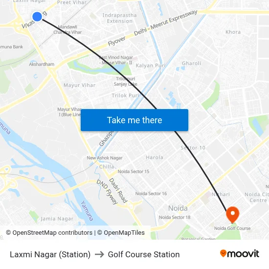 Laxmi Nagar (Station) to Golf Course Station map