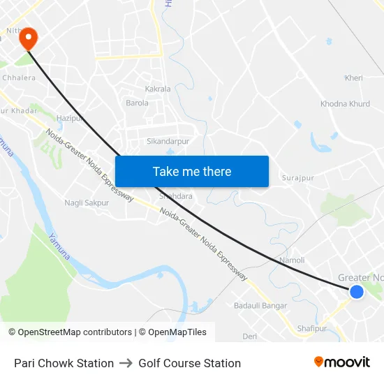 Pari Chowk Station to Golf Course Station map
