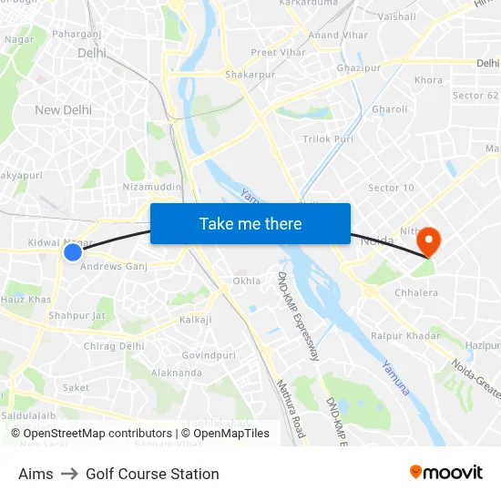 Aims to Golf Course Station map