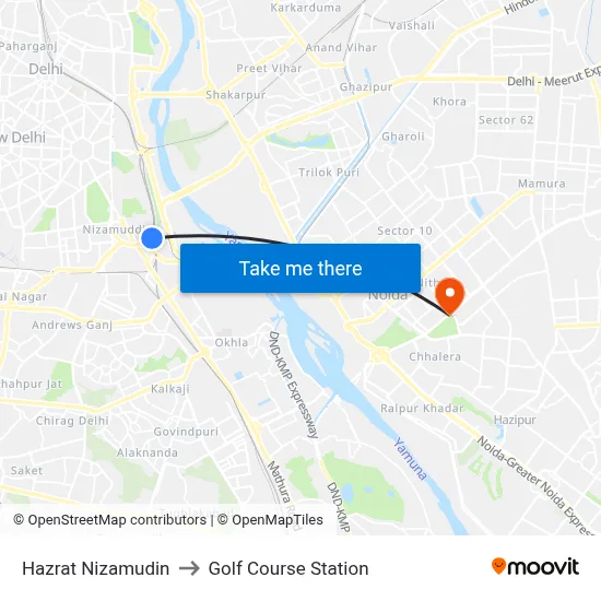 Hazrat Nizamudin to Golf Course Station map