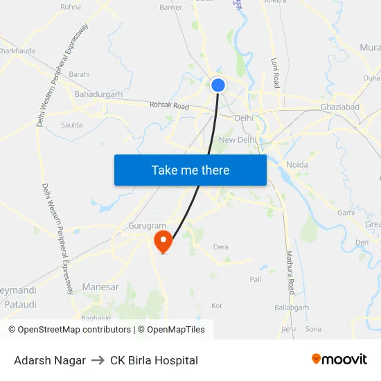 Adarsh Nagar to CK Birla Hospital map