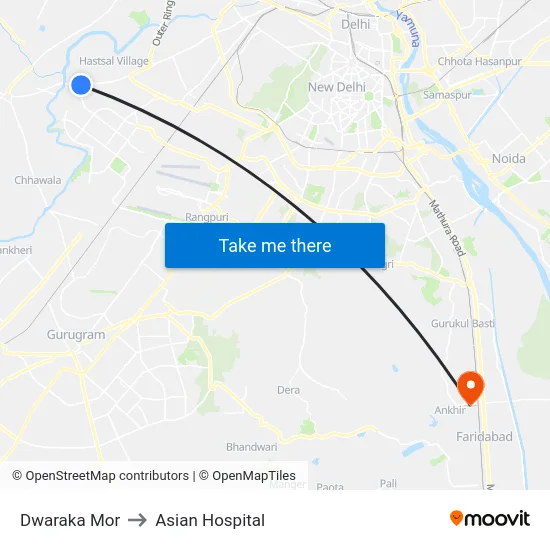Dwaraka Mor to Asian Hospital map