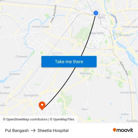 Pul Bangash to Sheetla Hospital map